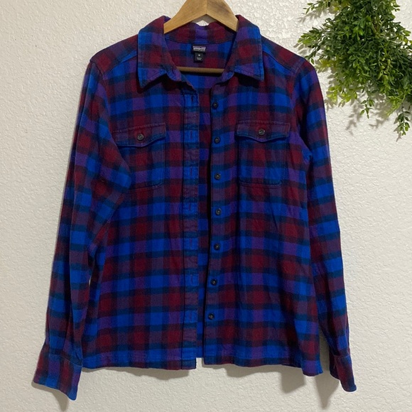Patagonia Red & Black Plaid Flannel Shirt L XL